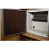 Image 5 : Bacchus wine cabinet with two carved oak wine themed paneled doors, tiled interior prep surface, fiv
