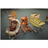 Image 1 : Selection of nursery items including a vintage metal doll's pram, a maple doll's highchair, doll's r