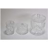 Image 1 : Selection of signed Waterford crystal including 6" lidded biscuit barrel, 4" lidded spooner and a sm