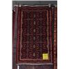 Image 1 : 100% handmade Iranian Hamaden throw carpet with geometric design, background of deep red, highlights