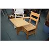 Image 2 : Two vintage student desks each with attached chair, one metal and wood and one all wood