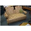 Image 1 : Victorian two seat settee reupholstered in gold tone brocade