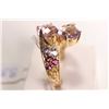 Image 2 : New old stock 14kt yellow gold, amethyst, tourmaline, tourmaline, citrine and diamond gemstone ring.