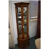 Image 1 : Semi contemporary three sided flat to the wall curio cabinet with mirrored back and glass shelves