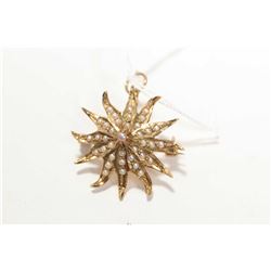 Antique 14kt gold and seed pearl brooch/ pendant