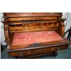 Image 5 : Antique walnut and burl Eastlake cylinder desk with pull out writing surface, fitted interior and th