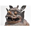 Image 2 : Antique bronze foo dog incense burner with hinged lid, original removable burner and original fitted
