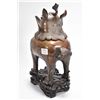 Image 3 : Antique bronze foo dog incense burner with hinged lid, original removable burner and original fitted