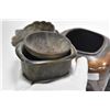 Image 5 : Antique bronze foo dog incense burner with hinged lid, original removable burner and original fitted