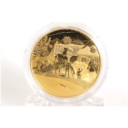 Canadian 2001 non-circulated $200 gold coin "Habitat Farm" by artist Cornelius David Krieghoff, 17.1