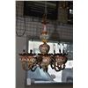 Image 1 : Eight branch Majolica chandelier, does not include simulated candle sleeves or globs and three broke