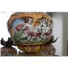 Image 2 : Eight branch Majolica chandelier, does not include simulated candle sleeves or globs and three broke