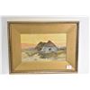 Image 1 : Antique gilt framed watercolour painting titled on verso " Evening" signed by artist J. Garjeanne, 6