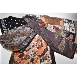 Ten silk, chiffon and designer scarves including Le Chateau, Naught. Echo, Club 7 etc.