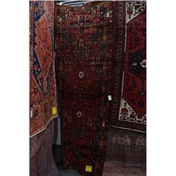 100% handmade Iranian Hamdam carpet runner in tones of red, blues, orange, pink etc. 39" X 116"