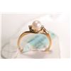 Image 2 : New old stock 10kt yellow gold, pearl and diamond ring