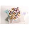 Image 1 : New old stock 14kt amethyst, citrine and diamond gemstone ring