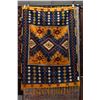 Image 1 : Moroccan wool area carpet with bright orange background, royal blue, red and cream highlights 48" X 