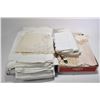 Image 1 : Two trays of table linens including tablecloths, napkins, Battenburg lace, Irish linens etc.