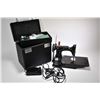 Image 1 : Vintage Singer Featherweight portable sewing machine with fitted carrying case, twelve bobbins, spar