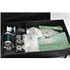 Image 2 : Vintage Singer Featherweight portable sewing machine with fitted carrying case, twelve bobbins, spar
