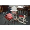 Image 1 : Selection of nursery items including doll's sized vintage Gendron metal pram, rocking chair and a ch