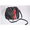 Image 1 : Vintage black leather Metrocity handbag with red and blue leather accents