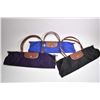 Image 1 : Three vintage Longchamp Le Pliage leather handled vinyl shopping bags