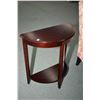 Image 1 : Two modern two tier occasional tables including one flat to the wall and a round side table with smo