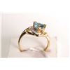 Image 2 : New old stock 10kt yellow gold, triangular cut blue topaz and diamond gemstone ring