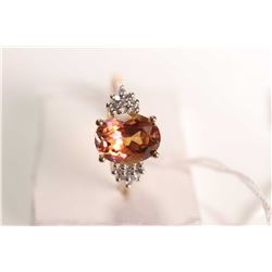 New old stock 10kt topaz gemstone and diamond accent ring