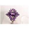 Image 1 : New old stock 10kt white gold, amethyst and diamond gemstone ring