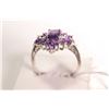 Image 2 : New old stock 10kt white gold, amethyst and diamond gemstone ring