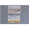 Image 2 : Four framed collages, all featuring train related prints by Sharon Larson