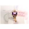Image 2 : New old stock 10kt yellow gold, amethyst and diamond gemstone ring
