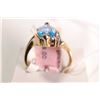 Image 2 : 10kt yellow gold, marquise cut blue topaz and diamond ring