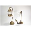 Image 1 : Two antique brass electric lamps including carriage style 20 1/2" and a pivoting desk lamp with sati