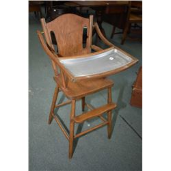 Vintage highchair with metal insert eating tray FOR DOLL AND TEDDY BEAR USE ONLY PLEASE