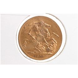 British 1912, 22kt gold sovereign coin with George V on obverse George and the dragon on reverse