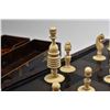 Image 4 : Antique Chinese lacquered game board/box includes thirty two ivory chess pieces, a few with some dis