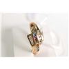 Image 1 : New old stock 14kt yellow gold, multi-coloured sapphire gemstone and diamond ring