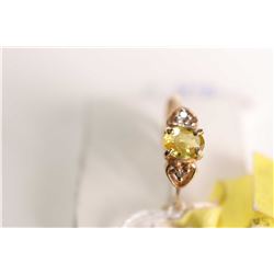 New old stock 10kt yellow gold, yellow sapphire and diamond gemstone micro ring