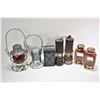 Image 1 : Seven vintage lamps including two miner's lamps, a converted to electric CNR lamp, a pair of coach s
