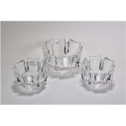 Three Orrefors crystal bowls including a pair of 4 1/2" diameter bowls and a 6" matching bowl