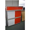 Image 1 : Two Texaco service station floor cabinets each one with one white and one orange sliding doors plus 