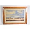 Image 1 : Vintage pencil and chalk drawing on paper in burl wood framed of a traveling coach in Spain with per