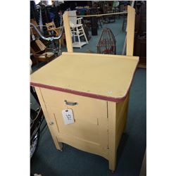 Antique primitive style washstand with towel bar, single drawer and door, has been repainted plus a 