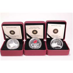 Three cased Royal Canadian Mint collector coins including 2010 limited edition proof .925 sterling s