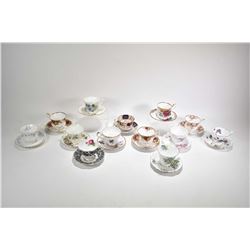 Thirteen china cups and saucers including Royal Albert, Queen Anne etc.