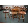 Image 1 : Two leather upholstered swivel bar stools and a single drop leaf flat to the wall occasional table